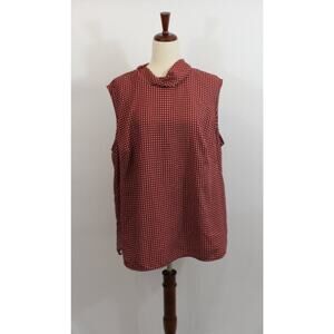 MM LAFLEUR Sz +3 3x Lise Mock Neck Sleeveless Blouse Top Maroon Print